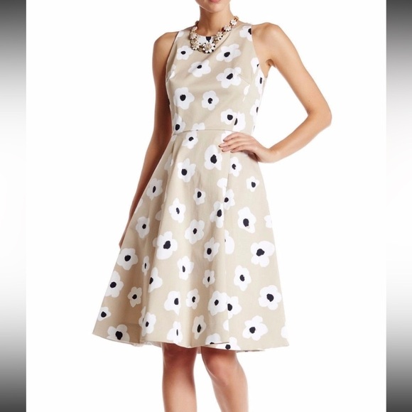 Kate Spade New York Faye floral bow in the back A-line party dress Tan Size 6 - Picture 1 of 16
